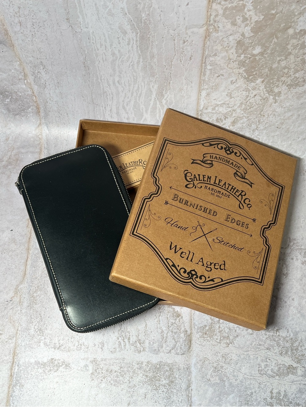 Galen Leather Co. Black Leather Zipper Wallet